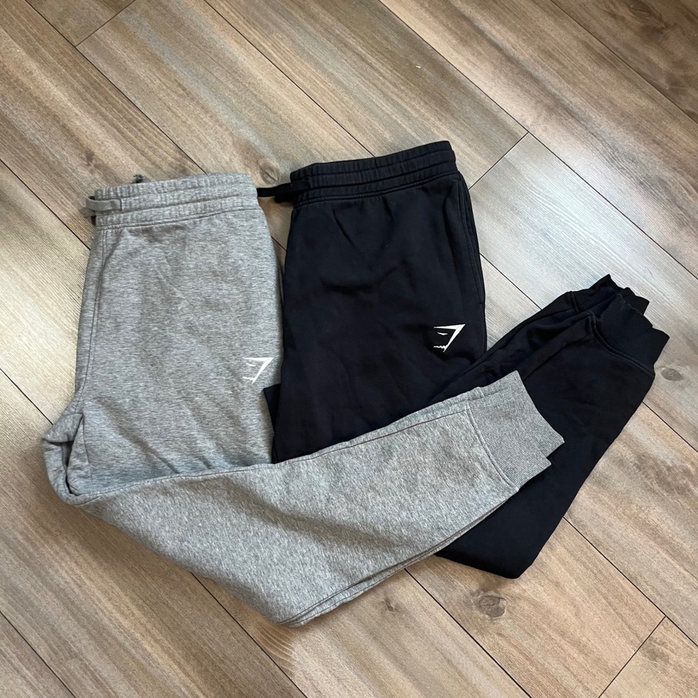 Gymshark Joggers Bundle Mens Large Black Heather Gray Slim Fit Pants Bin P-22